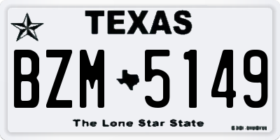 TX license plate BZM5149