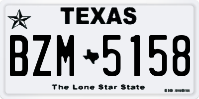 TX license plate BZM5158