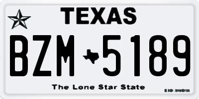 TX license plate BZM5189