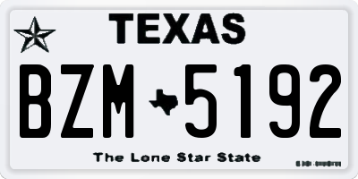 TX license plate BZM5192