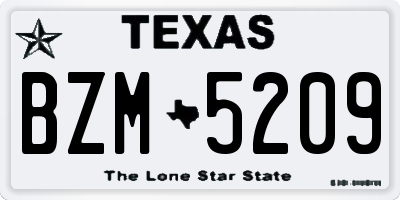 TX license plate BZM5209