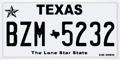 TX license plate BZM5232