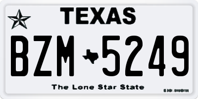 TX license plate BZM5249