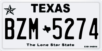 TX license plate BZM5274
