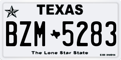 TX license plate BZM5283