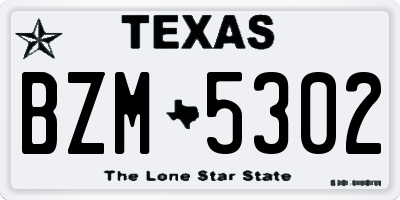 TX license plate BZM5302