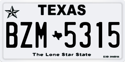 TX license plate BZM5315