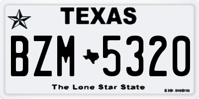 TX license plate BZM5320
