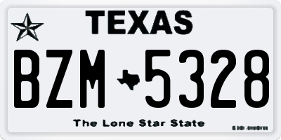 TX license plate BZM5328
