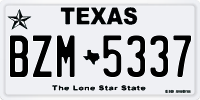 TX license plate BZM5337