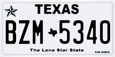 TX license plate BZM5340