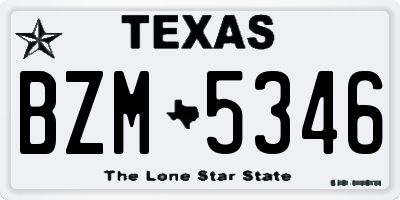 TX license plate BZM5346