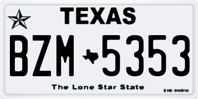TX license plate BZM5353