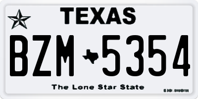 TX license plate BZM5354