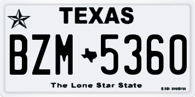 TX license plate BZM5360