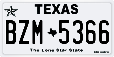 TX license plate BZM5366