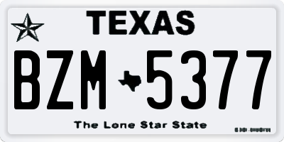 TX license plate BZM5377