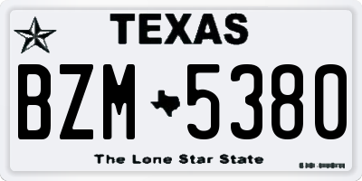 TX license plate BZM5380