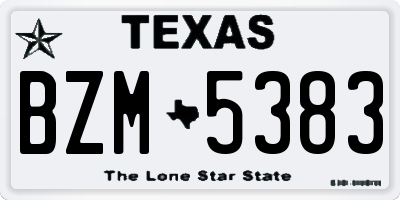 TX license plate BZM5383