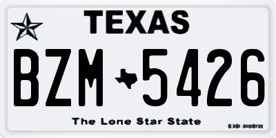 TX license plate BZM5426