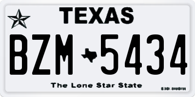 TX license plate BZM5434