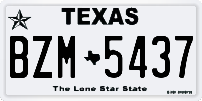 TX license plate BZM5437