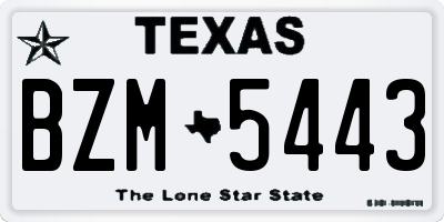 TX license plate BZM5443
