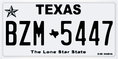 TX license plate BZM5447