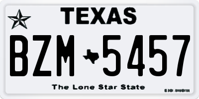 TX license plate BZM5457