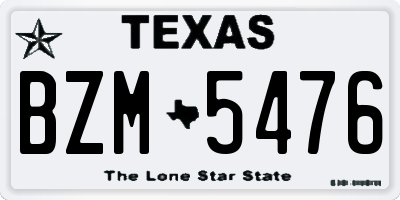 TX license plate BZM5476