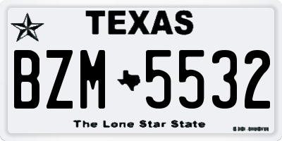 TX license plate BZM5532