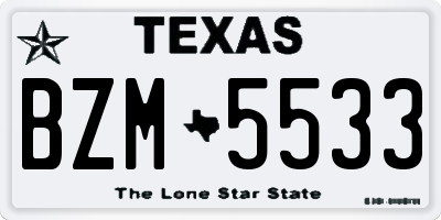 TX license plate BZM5533