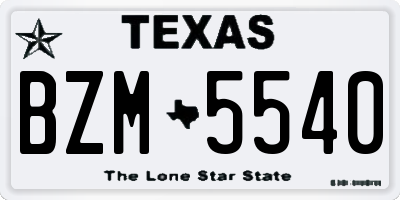 TX license plate BZM5540