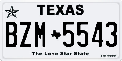 TX license plate BZM5543