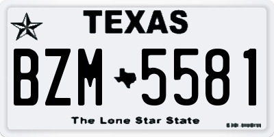 TX license plate BZM5581