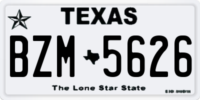 TX license plate BZM5626