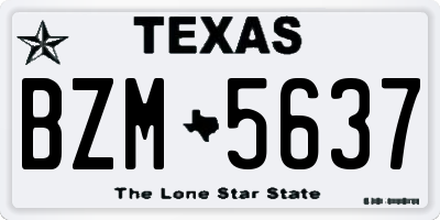TX license plate BZM5637
