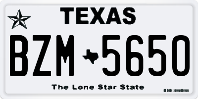 TX license plate BZM5650