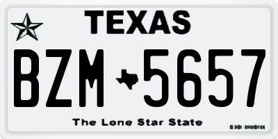 TX license plate BZM5657