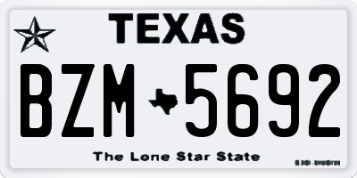 TX license plate BZM5692