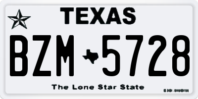 TX license plate BZM5728
