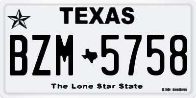 TX license plate BZM5758