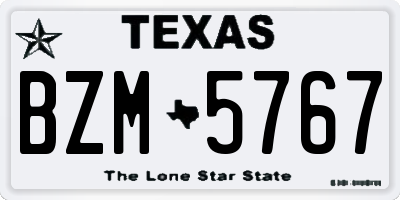 TX license plate BZM5767
