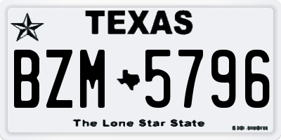 TX license plate BZM5796