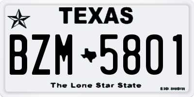 TX license plate BZM5801