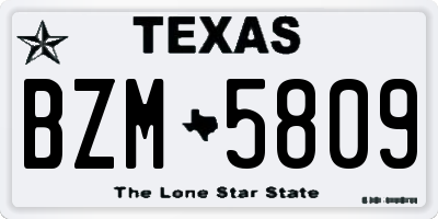 TX license plate BZM5809