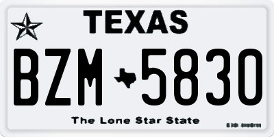 TX license plate BZM5830