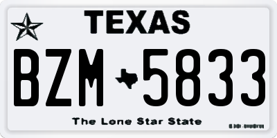 TX license plate BZM5833