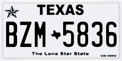 TX license plate BZM5836