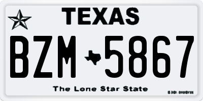 TX license plate BZM5867